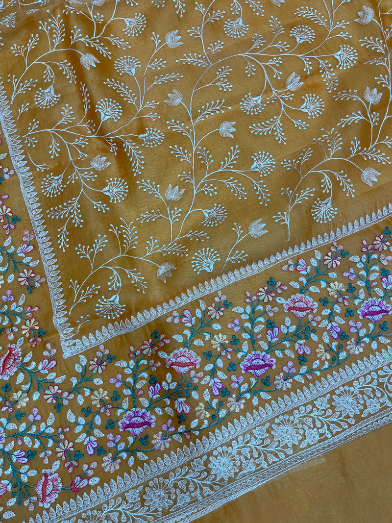 Pure Organza Chikankari Handloom Banarasi Saree - The Handlooms