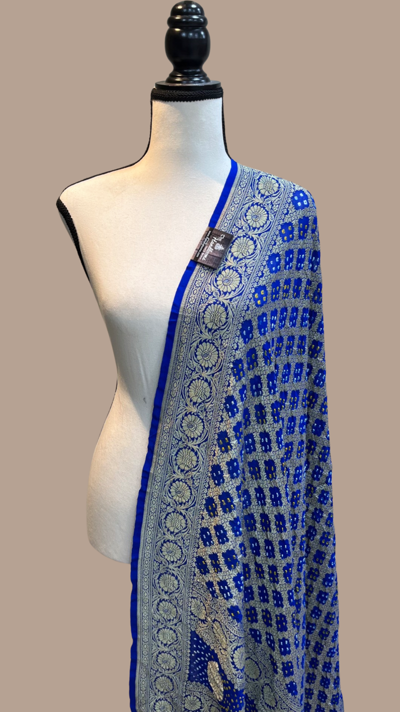 Pure Georgette Banarasi Bandhej Handloom Dupatta - The Handlooms