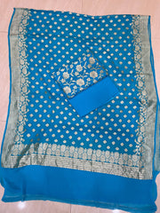 Khaddi Georgette Banarasi Dress material - The Handlooms