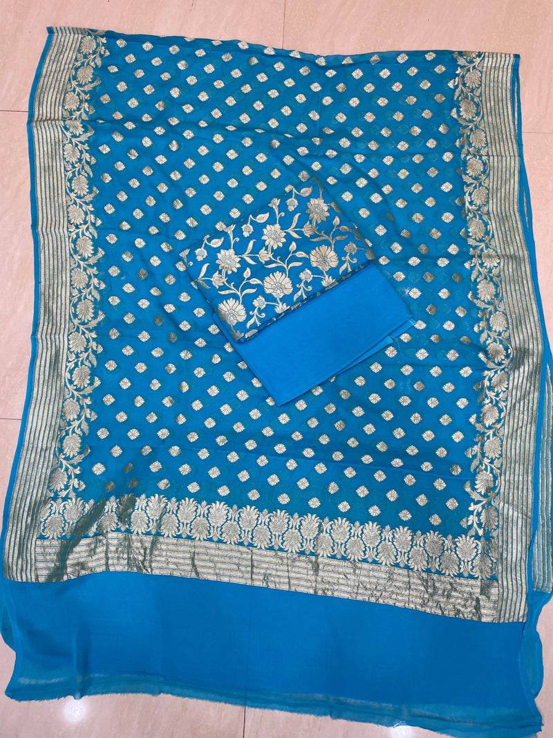 Khaddi Georgette Banarasi Dress material - The Handlooms
