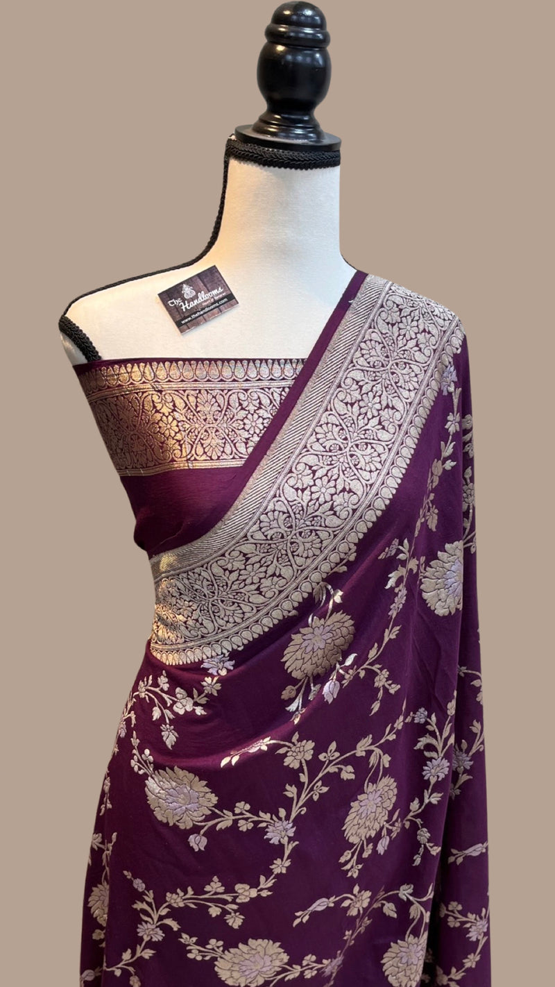 Tussar Georgette Handloom Banarasi Saree - All over Jaal Work sona roopa - The Handlooms