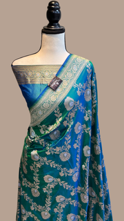Pure Katan Silk Banarasi Handloom Saree - All over Sona Roopa Jaal work - The Handlooms