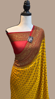 Khaddi Georgette Banarasi Saree -  Antique zari - The Handlooms