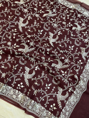 Pure organza Chikankari Handloom Banarasi Saree - The Handlooms