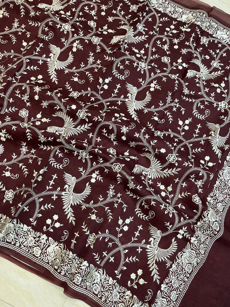 Pure organza Chikankari Handloom Banarasi Saree - The Handlooms