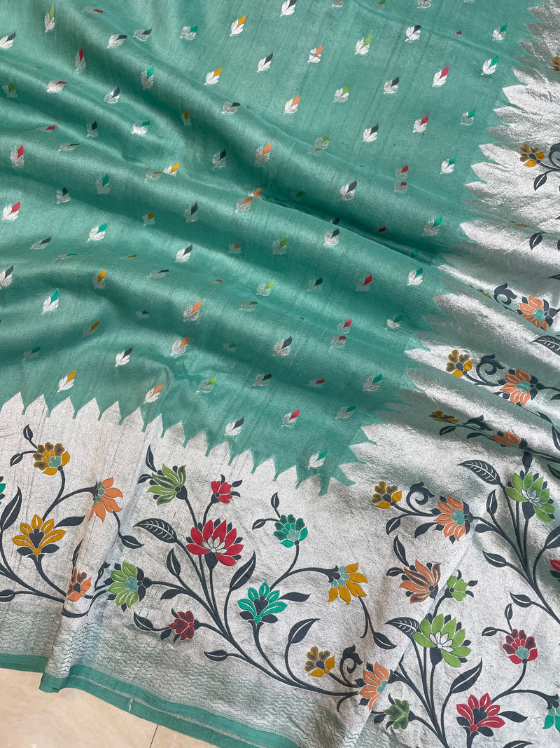 Pure Tussar Georgette Handloom Banarasi Saree - Tilfi - The Handlooms