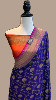 Khaddi Georgette Banarasi Saree -  Antique zari - The Handlooms