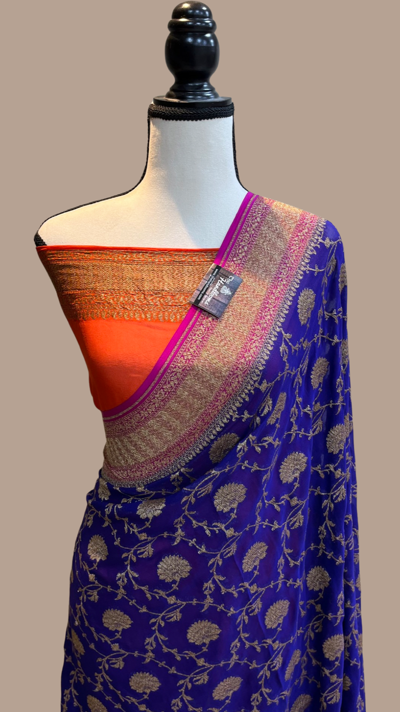 Khaddi Georgette Banarasi Saree -  Antique zari - The Handlooms