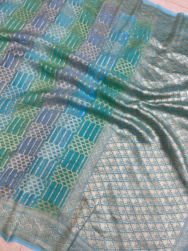 Khaddi Georgette Handloom Banarasi Saree - The Handlooms