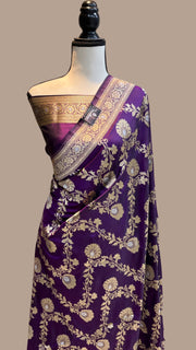 Pure Katan Silk Banarasi Handloom Saree - All over Jaal work - The Handlooms