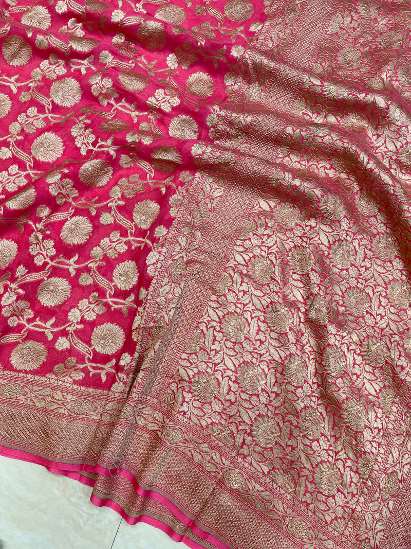 Khaddi Georgette Handloom Banarasi Saree - The Handlooms