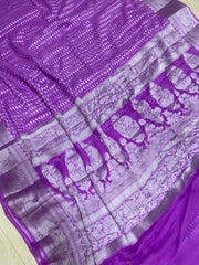 Lavander Pure Chiffon Khaddi Banarasi Saree - The Handlooms