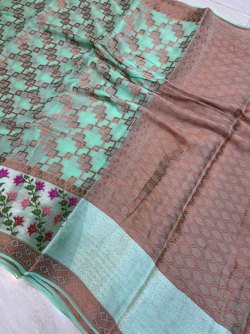 Pure Chiffon Khaddi Banarasi Saree - The Handlooms