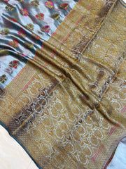 Pure Dupion Silk Banarasi Saree - Antique Zari - The Handlooms