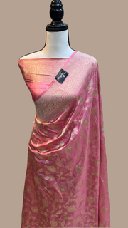 Pure Katan Silk Banarasi Handloom Saree - All over Sona Roopa Jaal work - The Handlooms