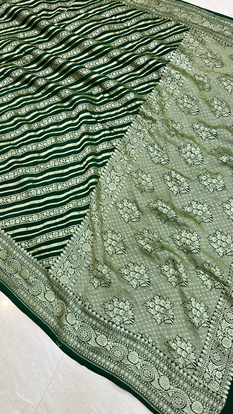 Khaddi Georgette Banarasi Saree -  Gold zari - The Handlooms