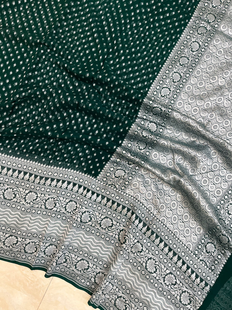 Khaddi Georgette Handloom Banarasi Saree - The Handlooms