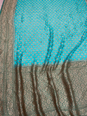 Khaddi Georgette Handloom Banarasi Saree - Gold Zari - The Handlooms