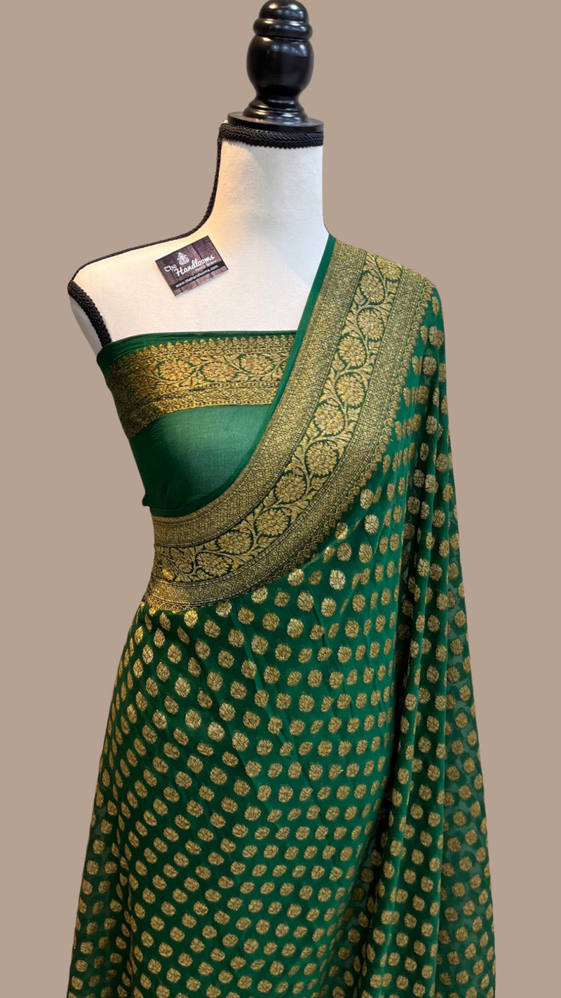 Khaddi Georgette Banarasi Saree -  Antique zari - The Handlooms