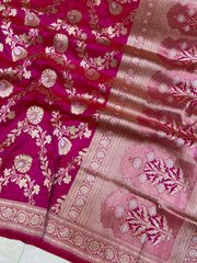 Pure Katan Silk Banarasi Handloom Saree - All over sona roopa Jaal work - The Handlooms