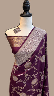 Tussar Georgette Handloom Banarasi Saree - All over Jaal Work sona roopa - The Handlooms