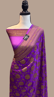 Khaddi Georgette Banarasi Saree -  Antique zari - The Handlooms