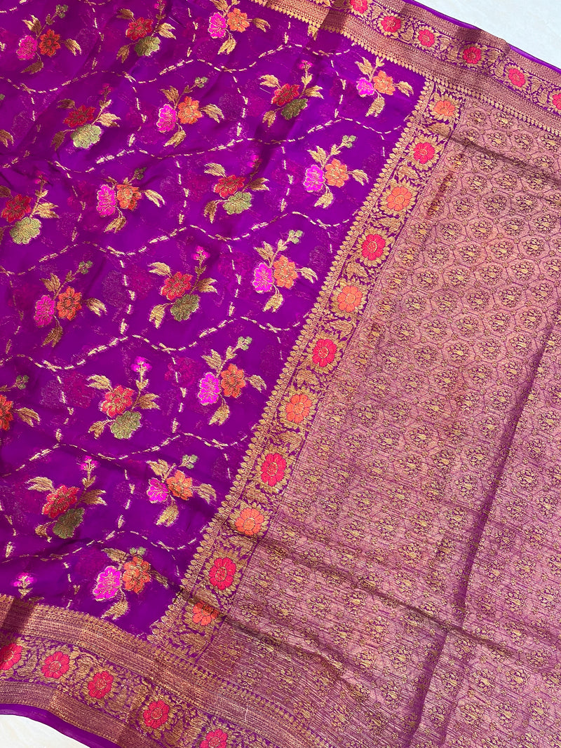 Pure Chiffon Khaddi Banarasi Saree - The Handlooms