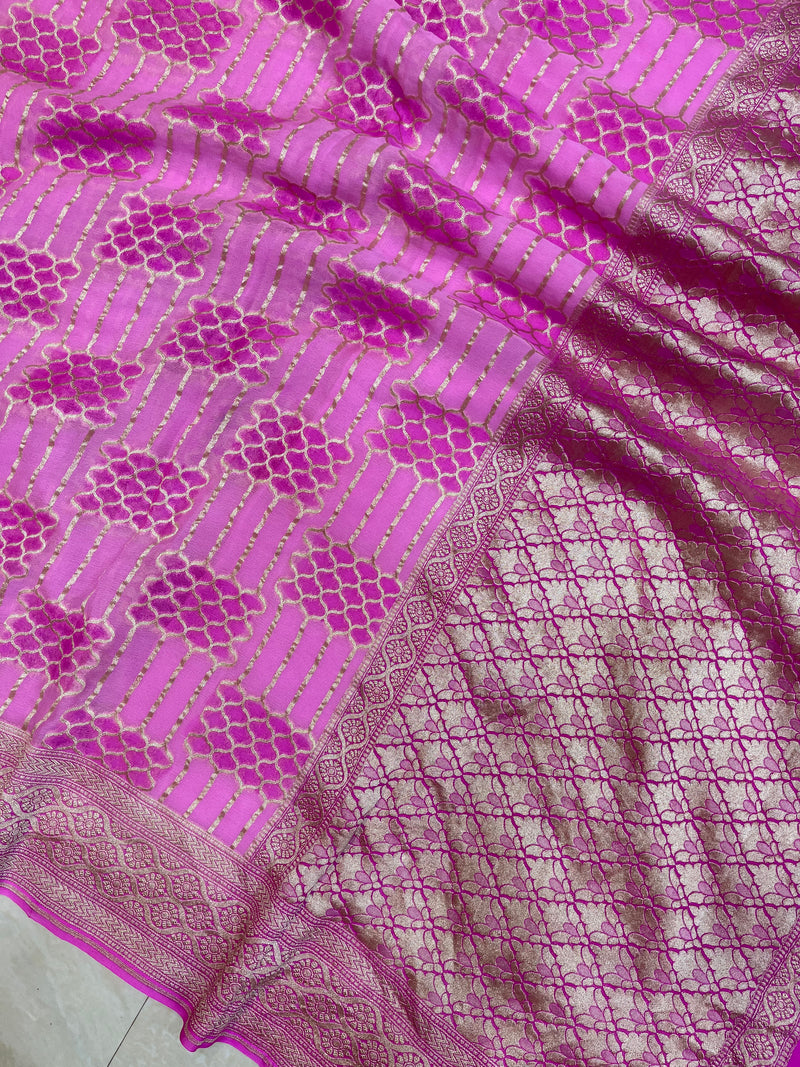 Khaddi Georgette Handloom Banarasi Saree - The Handlooms