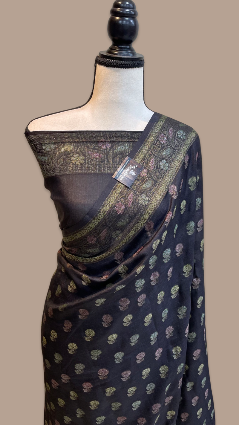 Pure Butter Crepe Banarasi Saree - The Handlooms
