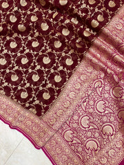 Khaddi Georgette Banarasi Saree - Gold zari - The Handlooms