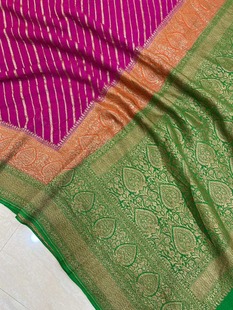 Khaddi Georgette Banarasi Saree -  Antique zari - The Handlooms