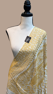 Pure Khaddi Georgette Dupatta - gold zari - The Handlooms
