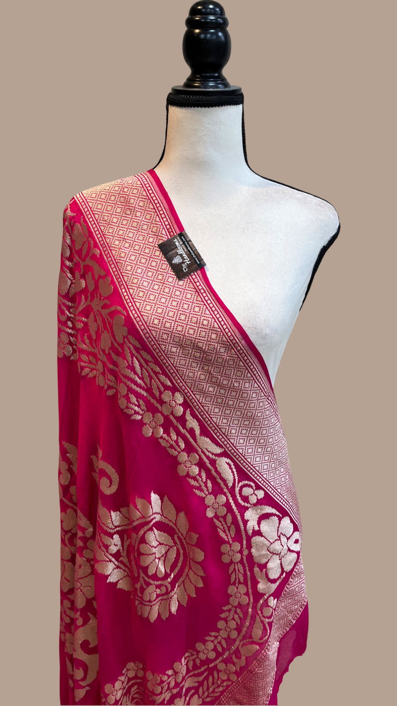 Pure Khaddi Georgette Dupatta - water zari - The Handlooms