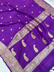 Tussar Georgette Handloom Banarasi Saree - All over kadua work - The Handlooms