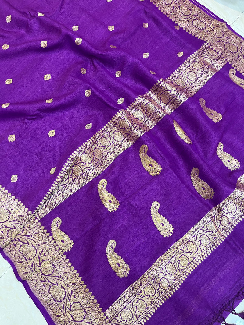 Tussar Georgette Handloom Banarasi Saree - All over kadua work - The Handlooms