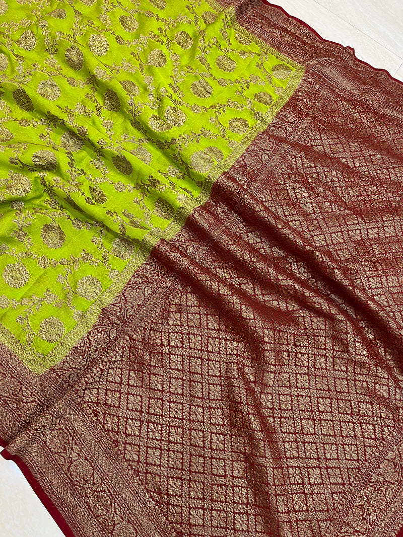 Khaddi Georgette Banarasi Saree -  Antique zari - The Handlooms