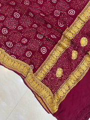 Pure Georgette Banarasi Bandhej Handloom Dupattta - The Handlooms