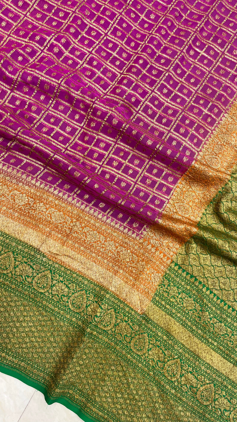 Khaddi Georgette Banarasi Saree -  Antique zari - The Handlooms