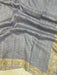 Pure Tussar Georgette Handwoven Dupatta -Gold zari - The Handlooms