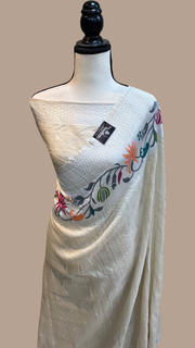 Tussar Georgette Handloom Banarasi Saree - Paithani Border - The Handlooms