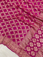 Pure Georgette Banarasi Bandhej Handloom Dupatta - The Handlooms