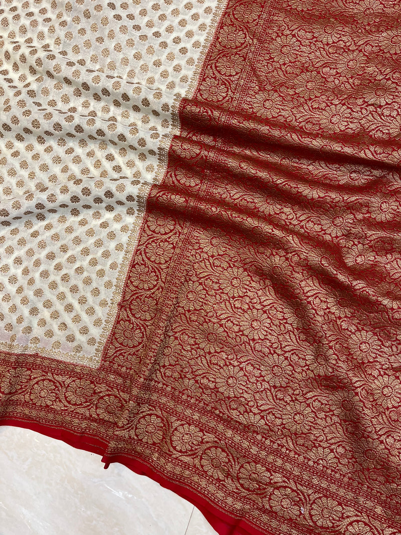Khaddi Georgette Banarasi Saree -  Antique zari - The Handlooms