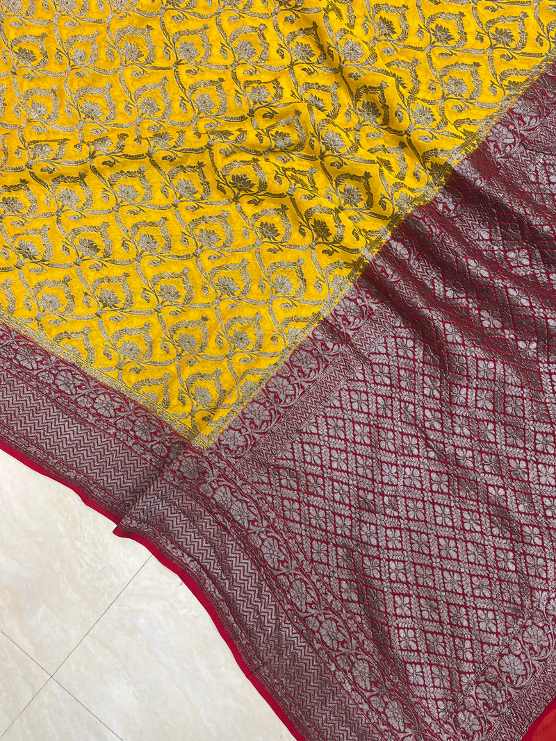 Khaddi Georgette Banarasi Saree -  Antique zari - The Handlooms