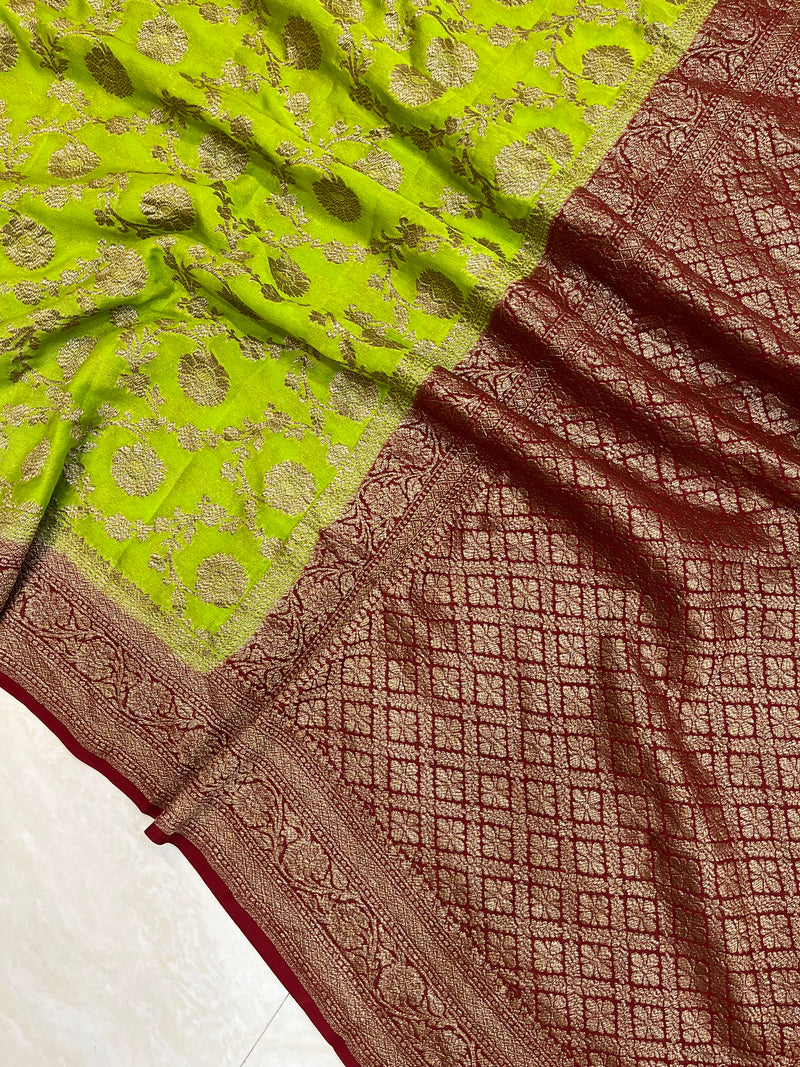 Khaddi Georgette Banarasi Saree -  Antique zari - The Handlooms
