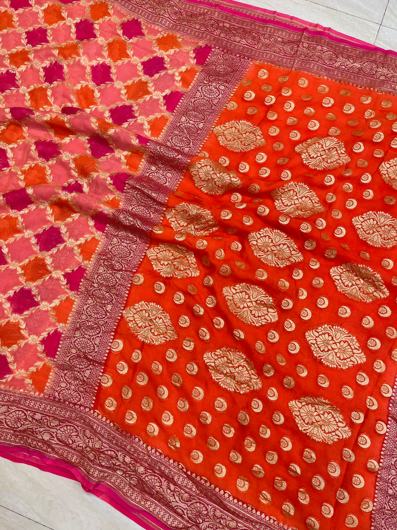 Khaddi Georgette Handloom Banarasi Saree - The Handlooms