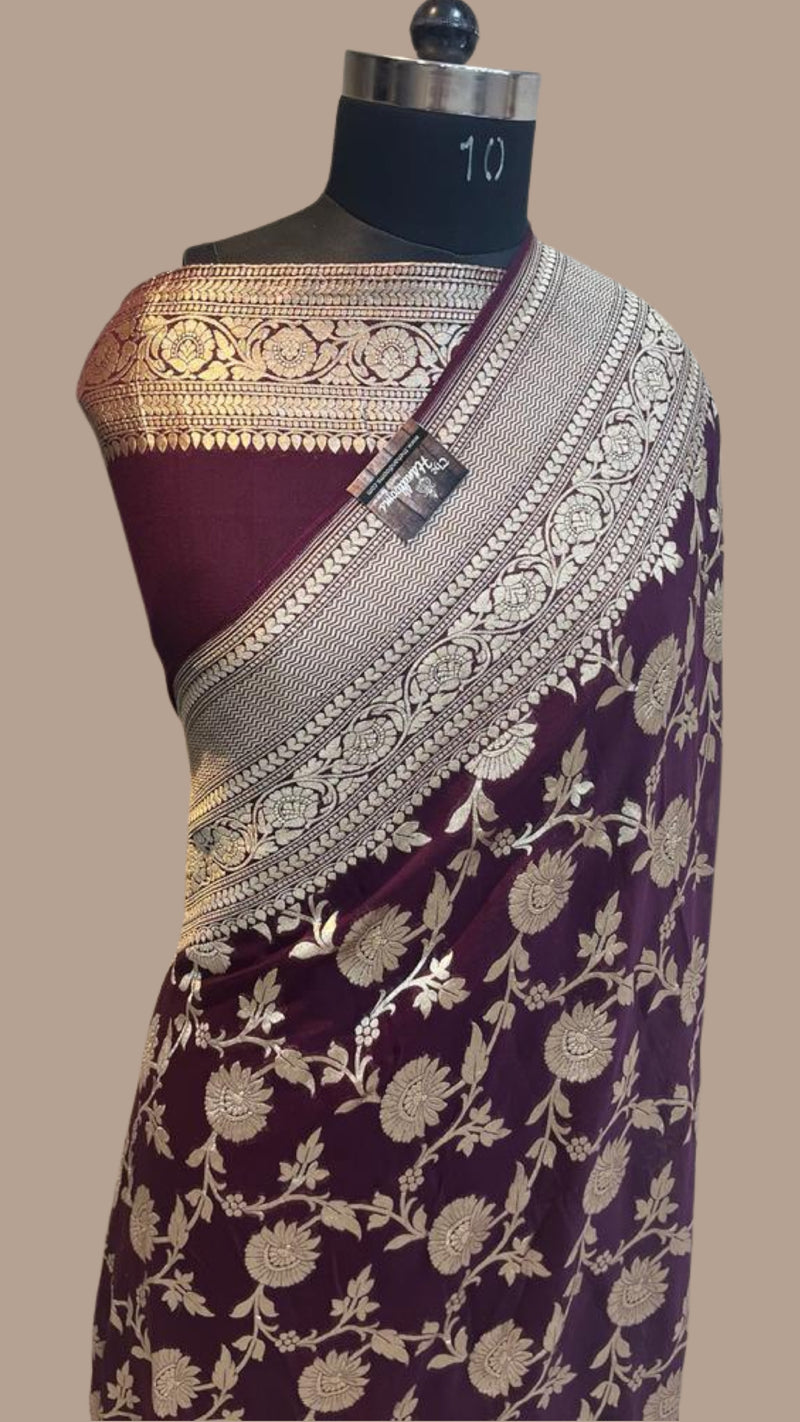 Khaddi Georgette Handloom Banarasi Saree - The Handlooms