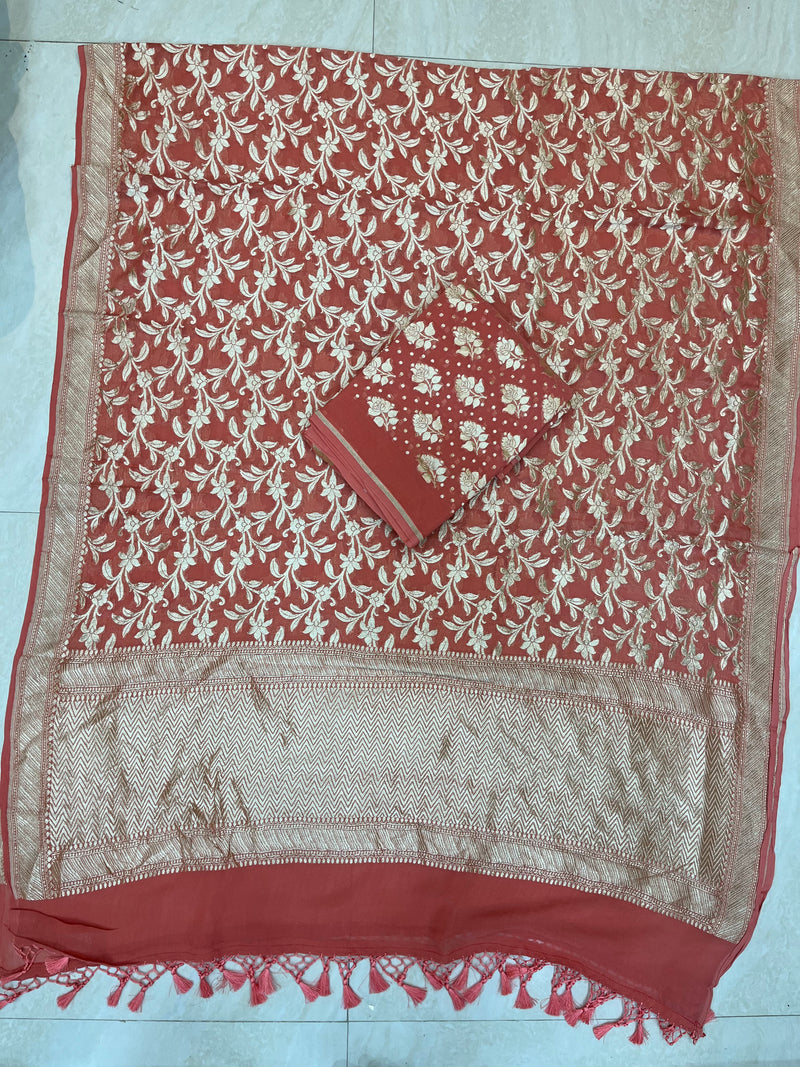 Khaddi Georgette Banarasi Dress material - The Handlooms