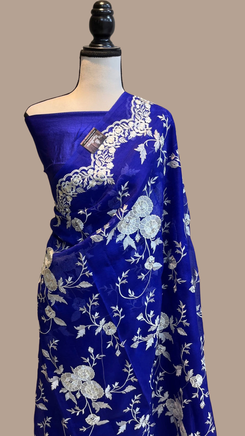 Pure organza Chikankari Handloom Banarasi Saree - The Handlooms