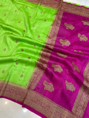 Tussar Georgette Handloom Banarasi Saree - All over kadua work - The Handlooms