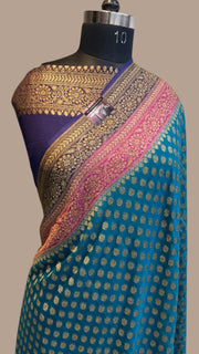 Khaddi Georgette Banarasi Saree -  Antique zari - The Handlooms